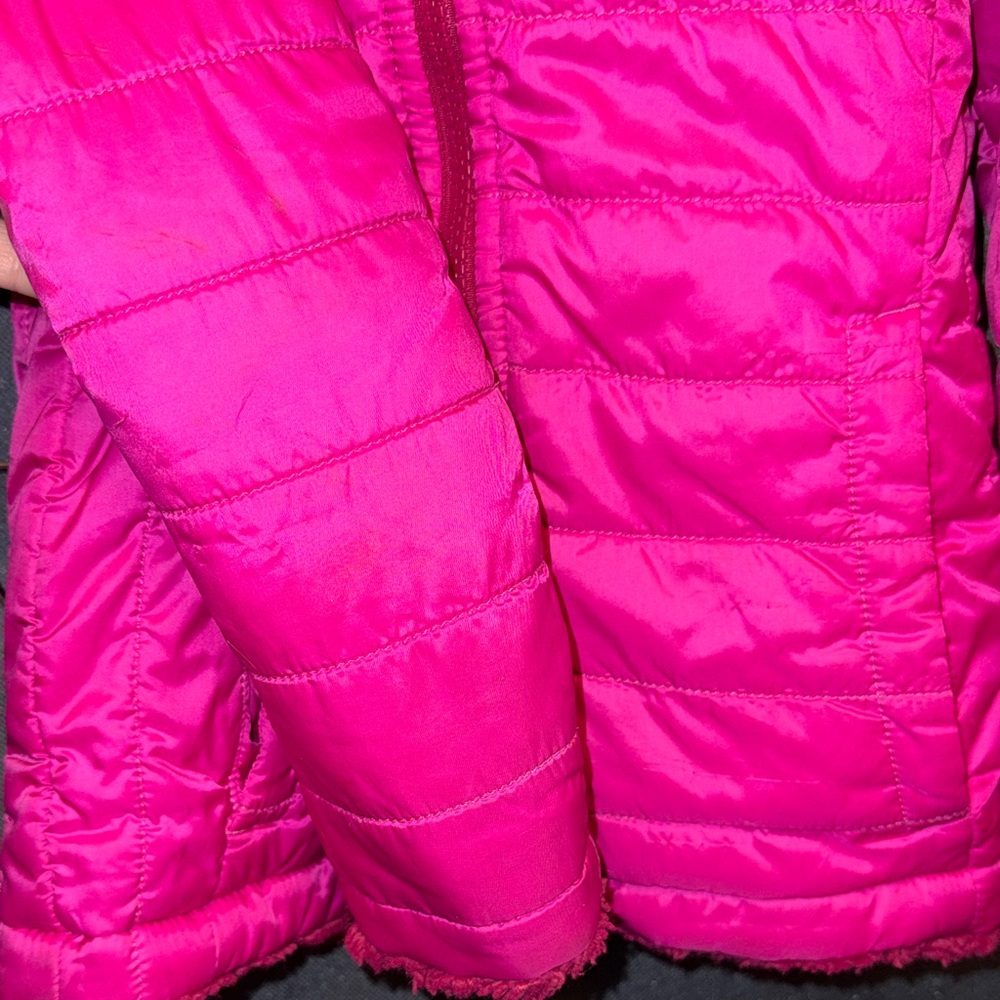 The North Face Fuchsia Jacket reversible with hood & pockets 4T - Picture 16 of 16